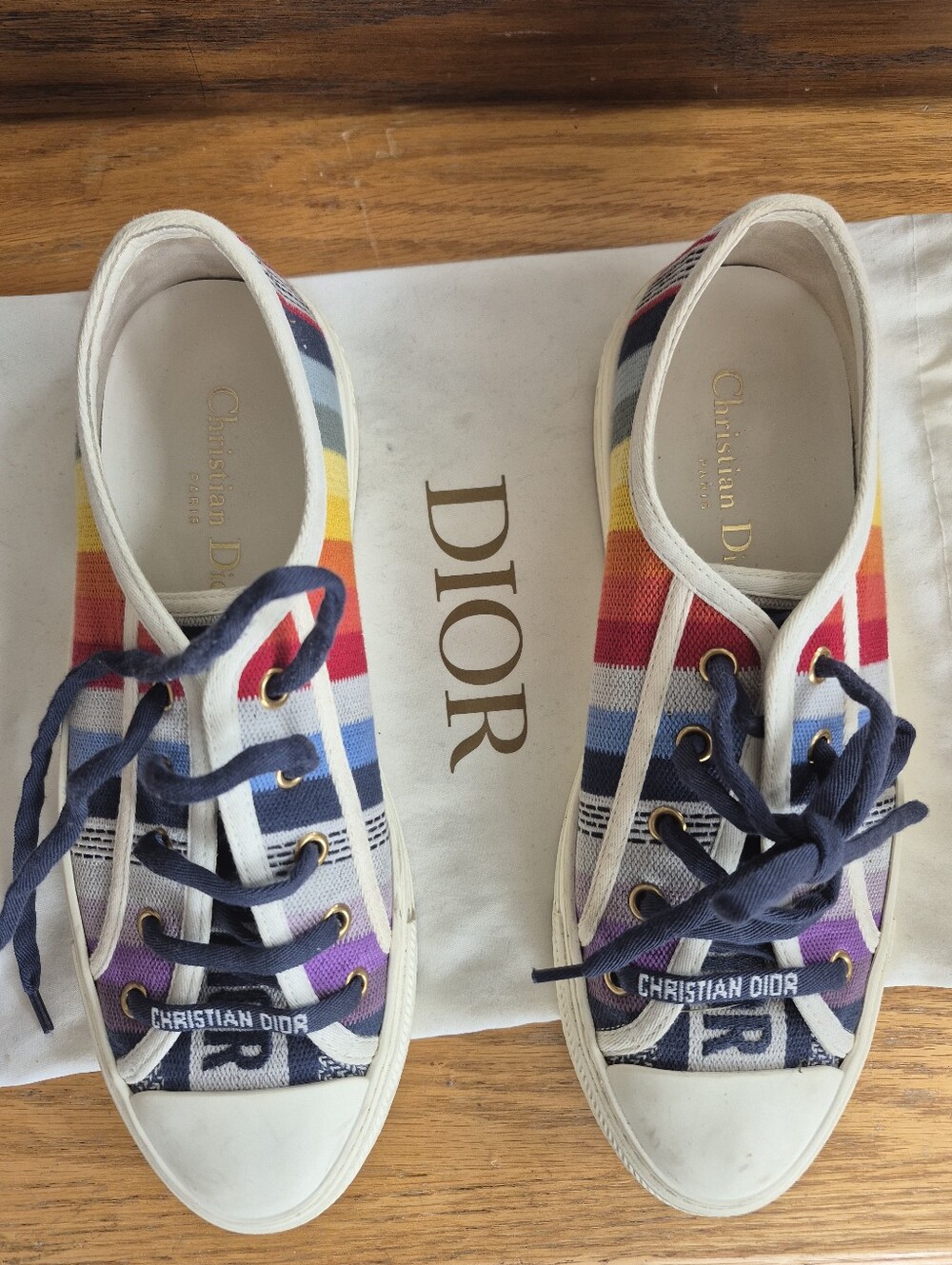 Christian Dior Walk'n'Dior Rainbow Striped Canvas Sneakers 38 US 7.5